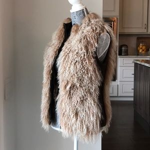 Real Mongolian Tibetan Lamb Fur Vest with Pockets